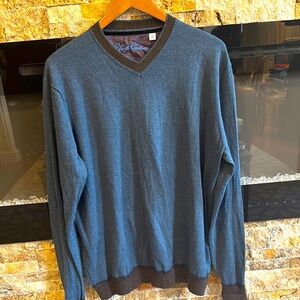 Robert Graham Blue V-Neck Sweater men’s 2XL